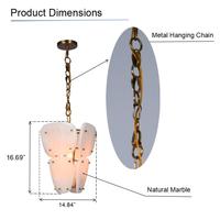 Lustre moderne de luxe à cadre en fer courbé de haute qualité, abat-jour en pierre, blanc chaud, commande par interrupteur, hauteur réglable, pour toutes les pièces, luminaires suspendus