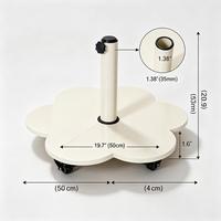 JH-Mech Support de parasol en acier moderne en forme de fleur, 6 pièces, avec roues de 25 kg, stable au vent, pour jardin, cour et plage, forme personnalisée