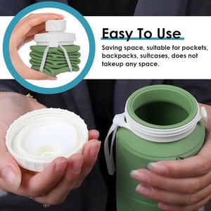 Pieghevole a prova di perdite Bpa gratis per bambini bottiglia di acqua in Silicone all'aperto pieghevole in Silicone bottiglia d'acqua per la palestra che corre Sport - Product Image 6