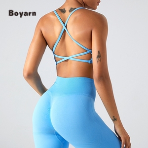 Boyarn Sexy sans couture sous-vêtements de sport femme beauté dos moulant Yoga soutien-gorge course en plein air haut de sport vêtements de Fitness - Product Image 3