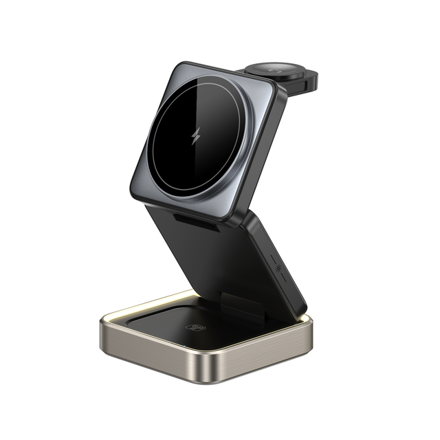 Upgraded Wireless Charger 3 in 1,Foldable Wireless Charging Station With Light,Travel Magnetic Charger for iPhone Watch Earbuds