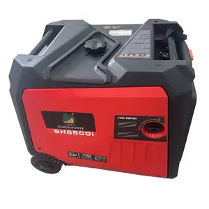 High quality 6KW inverter gasoline generator silent petro 220V electric start color red light generator OEM factory