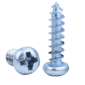 100 piezas/bolsa Tornillo autorroscante de acero al carbono con cabeza redonda cruzada y zincado azul-blanco M3 M4 M5 M6 para madera - Product Image 1
