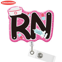 XINXUHONG AP-015 En gros, porte-badge rétractable en plastique avec clip et support pour cartes d'identité, pour badges nominatifs d'infirmières RNS