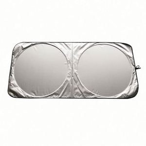 Pare-soleil de voiture personnalisé en pongé pour pare-brise avant, protection UV, double pare-soleil auto pliable avec logo, 2 pièces, promotionnel et moderne - Product Image 1