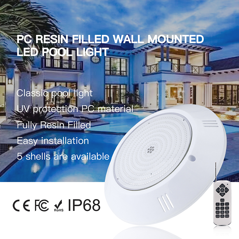 260mm Wall Mounted LED Pool Light IP68 Resin Filled AC/DC 12V RGB PC Waterproof Underwater Lamp for Swimming Pool Pond Spa