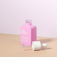 Flacon compte-gouttes d'huile essentielle rose de 30 ml Pipette Contenant cosmétique en verre carré de 50 ml pour l'emballage des soins de la peau Sérigraphie