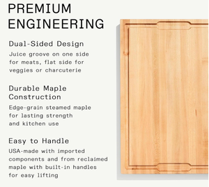 Planche à découper en bois d'érable épaisse avec poignées latérales - Product Image 3