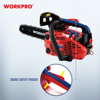 WORKPRO gergaji rantai tangan bensin 12 "25,4cc, mesin pemotong kayu kebun gagang atas gergaji rantai Mini