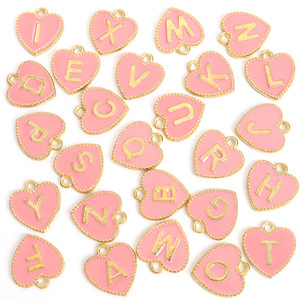Breloque <span class=keywords><strong>C</strong></span>œur en Relief Doré en Alliage de Zinc Émaillé pour Bracelets d'Amitié et Cadeaux - Product Image 5