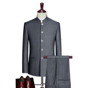 สูทสำหรับผู้<span class=keywords><strong>ชาย</strong></span>ชุดสูท2ชิ้นเข้ารูปสไตล์ใหม่<span class=keywords><strong>ชุด</strong></span>สูทธุรกิจเข้ารูปเข้ารูปแบบ<span class=keywords><strong>จีน</strong></span>คอปกตั้งสำหรับงานแต่งงานแบบทางการ - Product Image 3