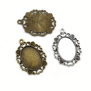 Bases para colgantes de flor de 18x25mm, aptas para cabujones ovalados de 18x25mm, base en blanco para engaste, suministros para fabricación de joyas y collares DIY - Product Image 1