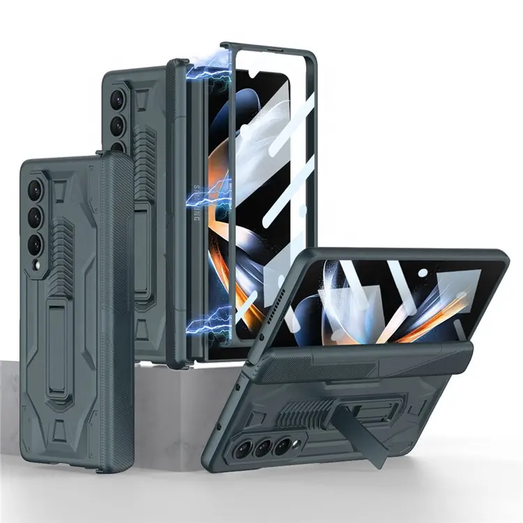 New fashion rugged armor with s pen slot hinge cover screen protector stand cell phone case for Samsung galaxy Z Fold 4 5G