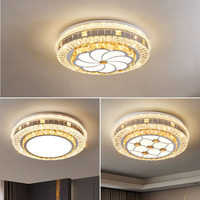Plafonnier en cristal de luxe bon marché postmoderne simple LED chambre circulaire maison lampe de chambre