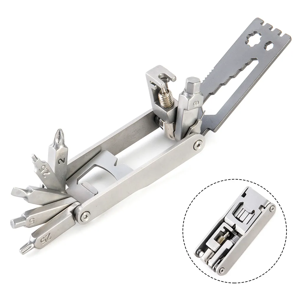 Pocket size easy carry storage chain breaker allen keys spoke wrench tool folding bicycle repairing tool kit bike multitool