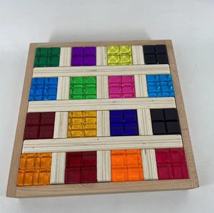 Usine personnalisé arc-en-ciel couleur acrylique blocs de construction ensemble cristal acrylique Cube jouets éducatifs avec plateau en bois - Product Image 1