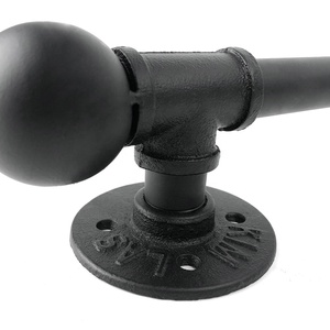 Maniglia per Porta in <span class=keywords><strong>Metallo</strong></span> <span class=keywords><strong>Nero</strong></span>, Pomello Decorativo in Ferro Battuto Stile Industriale per Mobili - Product Image 4