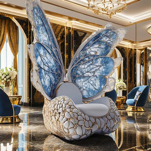 Moderne handgemaakte roestvrijstalen vlinderarmleuningstoel van stof, luxe voor woonkamer, villa, club of hotel. - Product Image 2