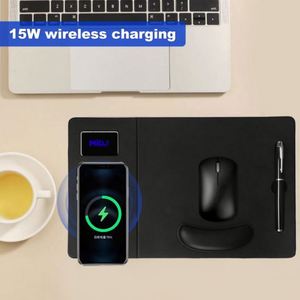 Grand tapis de souris avec chargeur sans fil rapide 15W, logo LED, pour téléphone Android avec logo imprimé UV - Product Image 2