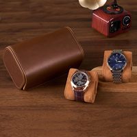 Étui de voyage pour montres, boîte à montres en cuir PU à 2 emplacements pour hommes, marron