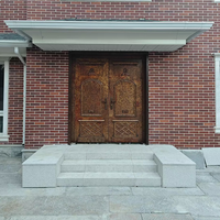 Porte d'entrée à double battant en cuivre antique sculpté à la main, style artisanal, isolation thermique, pour villa de luxe