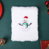 Carnet de Noël en peluche moelleuse avec paillettes, Père Noël, renne, bonhomme de neige, sapin de Noël, couverture douce et duveteuse, journal d'écriture pour les fêtes