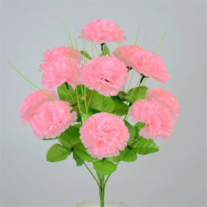 Bouquet de fausses fleurs en soie, 12 têtes, œillets artificiels pour cimetière, vente en gros d'usine - Product Image 3