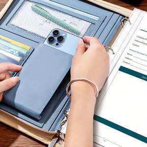 Regalos Empresariales Promocionales, Portafolio Profesional de Cuero A4 con Logotipo Personalizado, Organizador con Cierre, Carpeta Portafolio para Currículum - Product Image 6