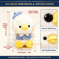 Peluche douce de 8 pouces, motif canard et pingouin, jouet en peluche, prix pour machine d'arcade de centre commercial, fournisseur direct d'usine, marchandises en stock