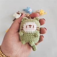Porte-clés Amigurumi chat au crochet fait main, en peluche douce, design dessin animé, portable, mignon, breloque de sac, décoration, cadeau