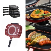 Poêle de cuisson antiadhésive carrée double face pour crêpes, omelettes, sandwichs et grillades