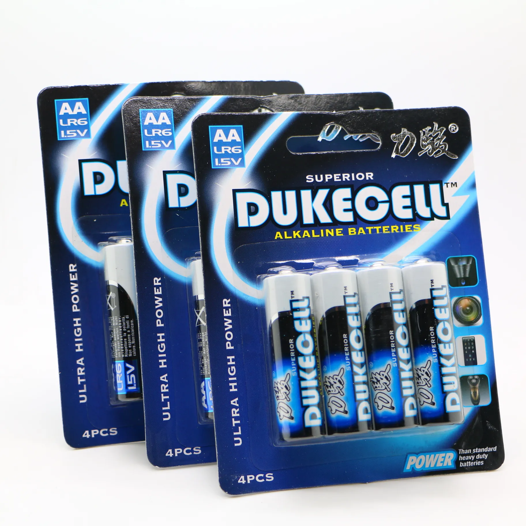 Dukecell R6 AA Um3 Baterai Alkaline Sel Kering untuk Anak-anak Jaket Mobil Listrik Mainan Western OEM Waktu Tidak Dapat Diisi Ulang Foil Rak