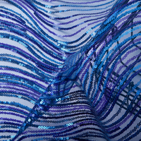 Tissu brodé 3D bleu respirant en dentelle florale ethnique à sequins 200 g/m² pour vêtements de filles, conception personnalisée