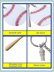 ที่ใส่กุญแจอะคริลิคแบบเบสบอลพร้อมพวงกุญแจอะคริลิกเคลือบ UV - Product Image 2