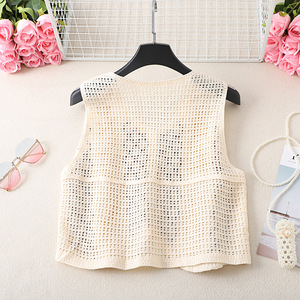 Women Floral Embroidered <strong>Black</strong> Trim <strong>Crochet</strong> Knit Button Down Sleeveless Vest Boho Vintage Openwork Casual Layering <strong>Cardigan</strong> - Product Image 3