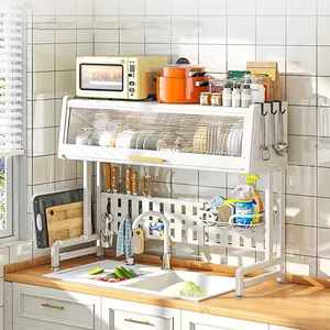 Scaffali con porta dell'armadio prevenzione della polvere accessori per cucina portapiatti stendibiancheria portaoggetti