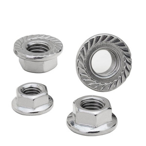 Tuerca hexagonal de acero inoxidable 304 Fengye M3-M16 DIN6923, tuerca de seguridad dentada antiaflojamiento, métrica A2-70, acabado blanco - Product Image 2