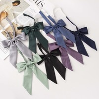 Nœud papillon formel uni JK Light Color Pure à longue tige, couleur unie, coins nettes, en polyester et soie, vente directe usine