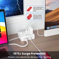 Multiprise US avec prises CA + ports USB A + Type C, rallonge tressée, station de charge, protection contre les surtensions pour la maison et le bureau