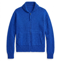 Damen Stehkragen-Strickjacke aus Atmungsaktiver Baumwolle mit Reißverschlusstaschen, Schwere Warme Winteroberbekleidung