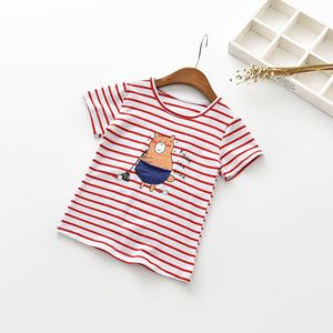 Camiseta Infantil con Estampado de Rayas y Dobladillo Redondo, Impresa por Máquina, para Comprar en Línea - Product Image 3