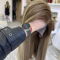 Perruques Lace Frontal 13x4 en Cheveux Humains Blondes Mèches Blondes Pré-Pluckées Cheveux Vierges Bruts Sans Colle Ondulation Naturelle pour Femme