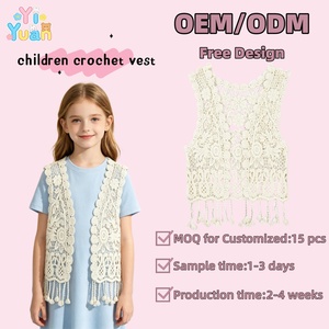 <span class=keywords><strong>Gilet</strong></span> <span class=keywords><strong>sans</strong></span> manches en <span class=keywords><strong>crochet</strong></span> pour filles, style bohème, dentelle florale, pompons, <span class=keywords><strong>gilet</strong></span> ajouré en tricot pour enfants, vêtement d'extérieur, cardigan de plage - Product Image 1