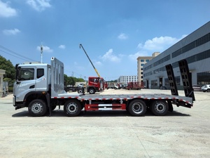 Camión de plataforma Dongfeng D3 6X4, con una escalera metálica en la parte trasera, utilizado para transportar mercancías y automóviles. - Product Image 2