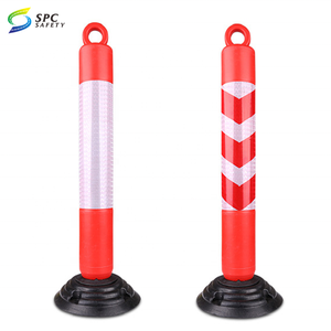 Poste de advertencia de tráfico de seguridad vial de plástico PU de 100cm y 40 pulgadas, poste delineador de resorte Flexible con tiras reflectantes - Product Image 4