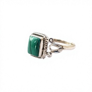 Bagues rectangulaires Malachite argent 925 7x9mm pour hommes et femmes - Product Image 3
