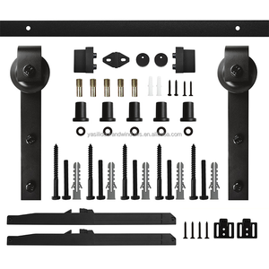 Commerciële moderne schuurdeur hardware set van koolstofstaal, dubbele deur, 200 lbs capaciteit, eenvoudige schroefmontage, 2 jaar garantie voor kantoor - Product Image 6