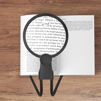 130mm Large Diameter High-Transparency Magnifier with 24-Ring Soft LED Lights Magnetic Lens 3-Way Use (Handheld / Stand / Neck)