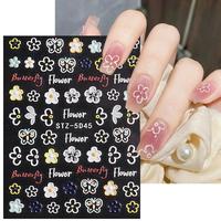 Nouveaux autocollants en relief de la série Flowers Design avec des autocollants à ongles creux tridimensionnels 5d