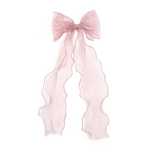 HZO-26018 Jolie pince à <span class=keywords><strong>cheveux</strong></span> en organza et mousseline avec long ruban et nœud, accessoire doux <span class=keywords><strong>pour</strong></span> enfants <span class=keywords><strong>pour</strong></span> le quotidien - Product Image 4